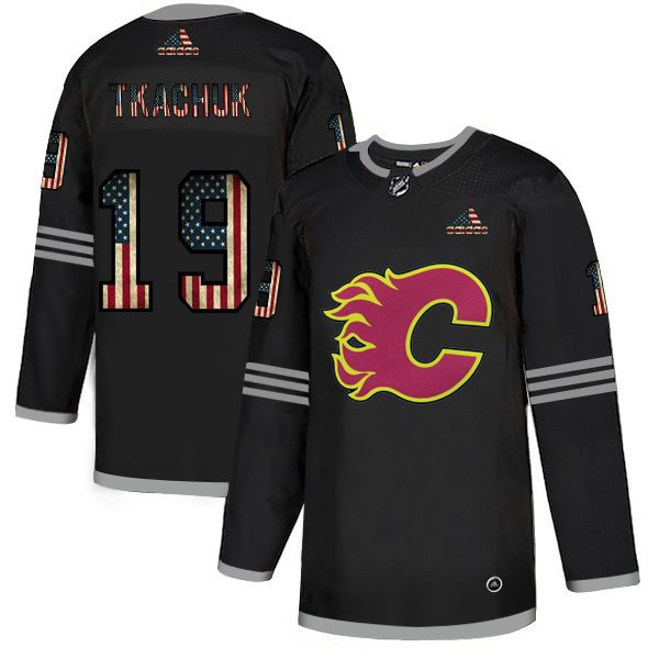 Calgary Flames #19 Matthew Tkachuk Adidas Men Black USA Flag Limited NHL Jersey